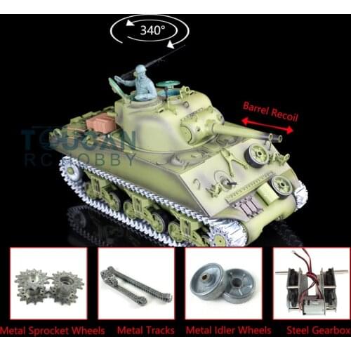 1/16 Heng Long 7.0 Upgraded M4A3 Sherman RC Tank 3898 Metal Tracks Barrel Recoil TH17673-SMT4