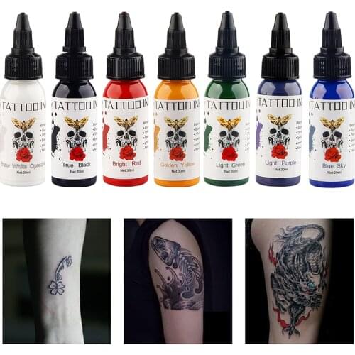 7 Colors 30ml 1 Bottle Natural Plant Professional Tattoo Ink for Safe Tattoos and Body Art Lasting Permanent Tattoo Pigments