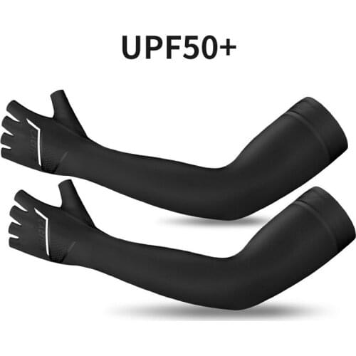 1 Pair Compression Sunscreen Cycling Arm Sleeves UPF50 Half Finger Cuff Glovers Arm Fishing Hiking Sleeves Protect