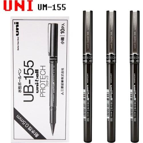 10pcs Japan UNI UB-155 Gel Pen Straight Liquid Bullets 0.5mm Gel Pen Integrated Ink Storage Student Office Business