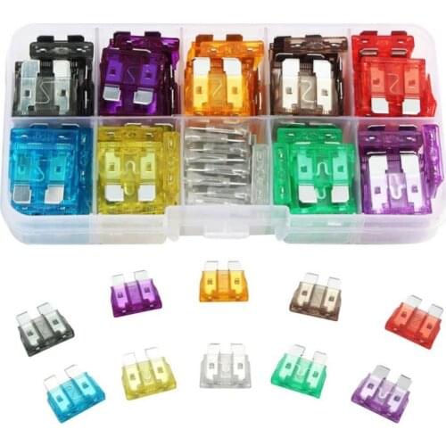 1 box 100 car fuse platter, car fuse combination zinc alloy plastic car insurance insert boxed safety voltage light electrician