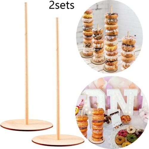 2Set Wooden Donut Stand Accessories Bride Donut Stand Doughnut Holder Party