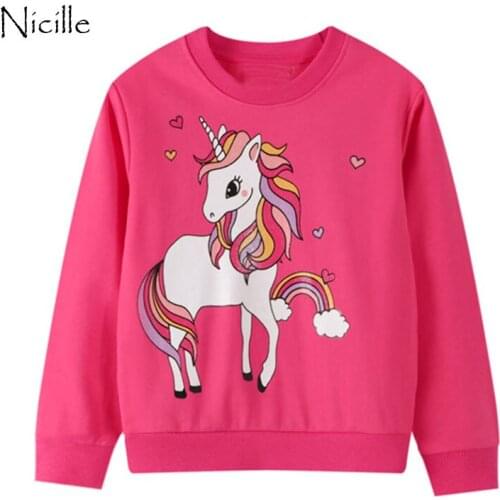 2020 Girls Christmas T-shirts Children Long Sleeve Tee Girls Unicorn Tops Winter Kids Cartoon Sweatshirts Clothes For 2-7Y Girls