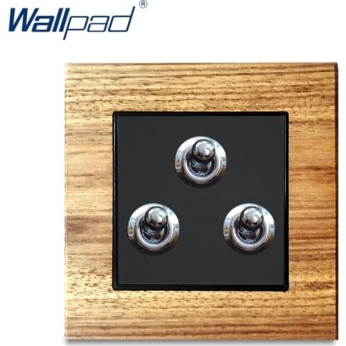 3 Gang 1 Way 2 Way Toggle Switch Real Wood Panel Wallpad Wall Light Switch Interrupteur Silver Toggle