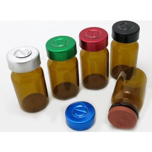 500 x 7ml Amber Small Cosmetic Glass injection Vials with Aluminum Cap Stopper 7cc Brown Glass Skin care Bottles