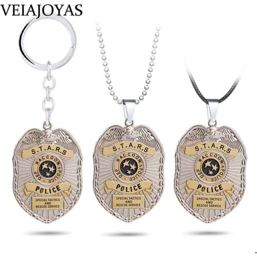 Biohazard Raccoon City Police Badge Souvenir Biological Hazard Pendant Necklace Umbrella Charm Keychains Necklaces Gifts Jewelry