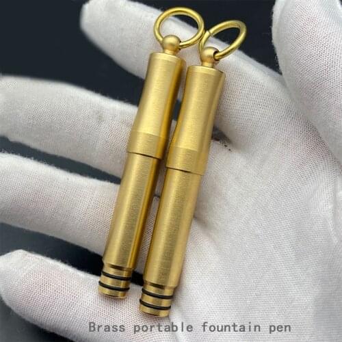 Keychain Portable Solid Brass Pen Strong EDC Pocket Signature Ballpoint Pen Mini Cute Copper Pen Quick Use Travel Backpacker Pen