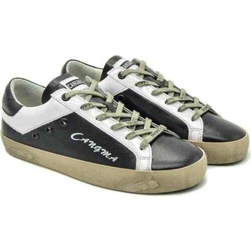 CANGMA Luxury Brand Designer Women Trainers Black White Woman Shoes Casual Girl Retro Footwear Leather Sneakers Shoes Adult