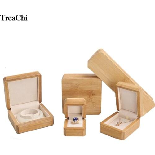Bamboo Wood Jewelry Ring Bracelet Necklace Box Wrapping Gift Box Buddhist Beads Solid Wood Jewelry Organizer