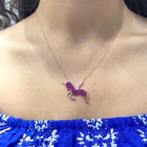 Unicorn Unicorn Fuchsia Quartz Silver Necklace