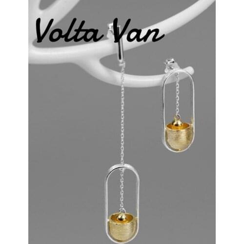 Volta Van Elegant Drop Earrings 925 Sterling Silver Pendientes Plata 2021 New Fine Jewelry Different Length Concise Earrings