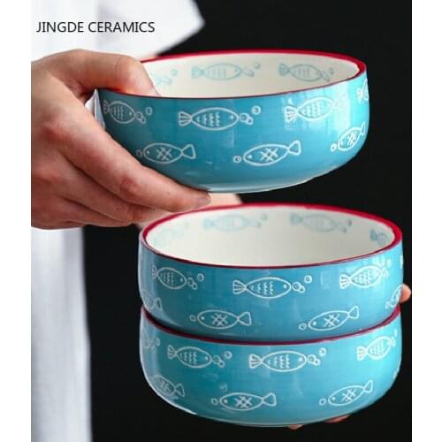 Northern Europe Black Border Ceramic Dishes and Plates White Round Shape Dinner Set Porcelain Steak Plate Kitchen Supplies