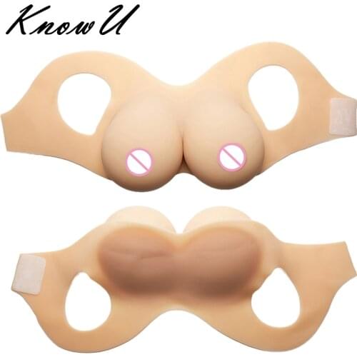 KnowU D-G Cup Silicone Breast Forms Fake Boobs Easy Wear For Cosplay Drag Queen Velcro