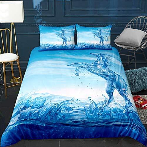 Adults Teen Horse Duvet Cover Twin Queen King Size 3D Running Horse Bedding Set for Boys Girls Animal Print Bedspread Pillowcase