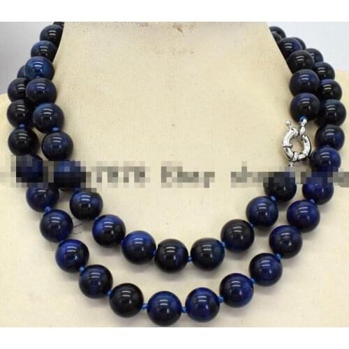 Beautiful 12mm Blue Lapis Lazuli Bead Necklace 35 inch 50" AAA