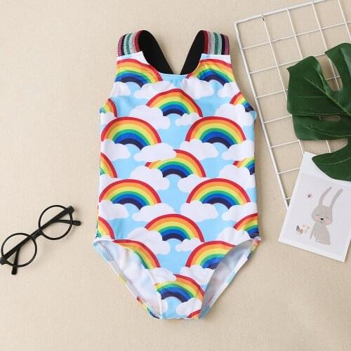 Girls' swimsuit childrens Bikini Girls' rainbow one piece swimsuit cute girls' fashion swimsuit