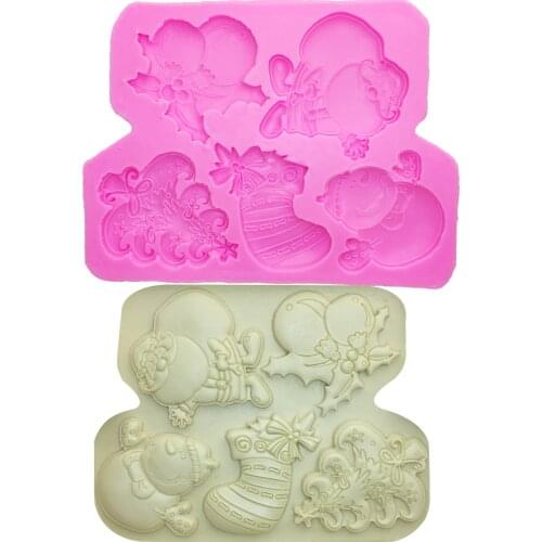 M1093 DIY Christmas decoration Christmas tree deer snowman and Santa Claus shape cake decorating tools silicone mould