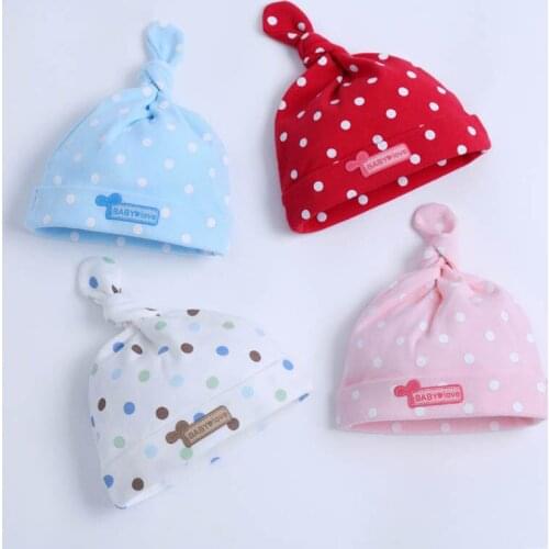 Lovely Newborn Infant Baby Boy Girl Hat Polka Dot Cotton Kids Cap 0-36M