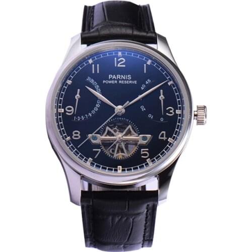 Mens wrist watches,men automatic watch PARNIS man skeleton mechanical wristwatch waterproof clock luxury relogio power reserve