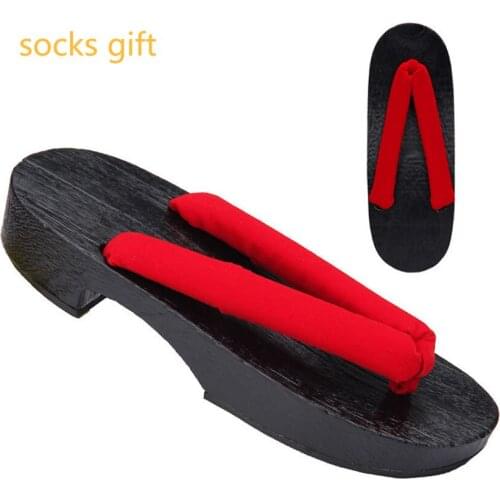 Japanese Style Men Shoes Home Wear Flip Flops Geta Clogs With Toe Socks Outside Cosplay Slippers Sandals Zapatos Hombre Chinelo