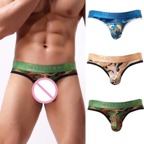 Men Sexy Camo Thong G String Pouch Tanga Underwear Stretch Swimwear S-XL