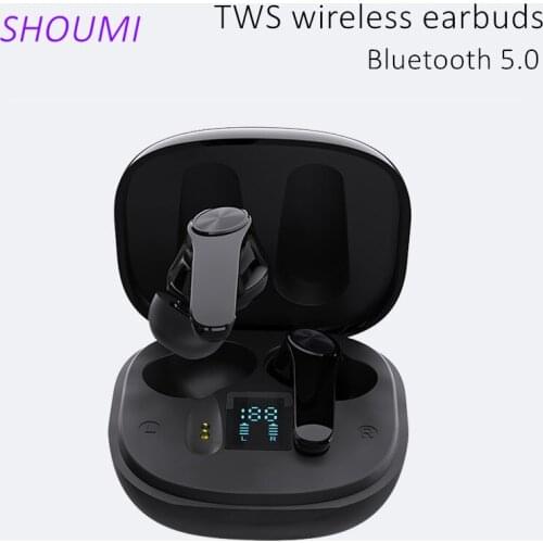 Shoumi TWS Earphon Bluetooth Earbuds True Wireless Headset Noise Cancelling Air Stereo Pod With Mic,for Xiaomi iPhone Music Game