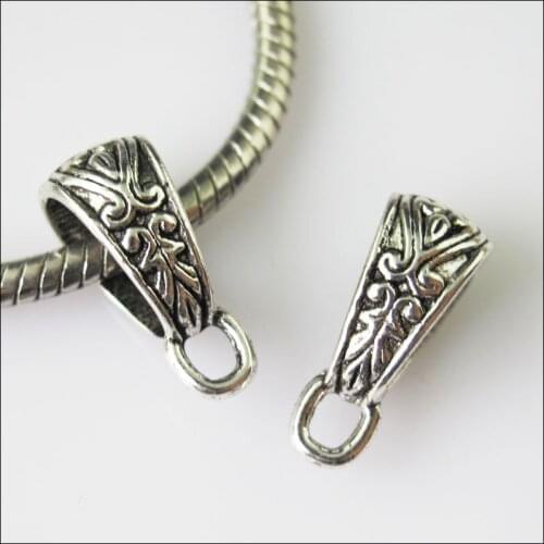 New 25Pcs Tibetan Silver Color Flower Bail Bead Fit Bracelet Charms Connectors 7x17.5mm