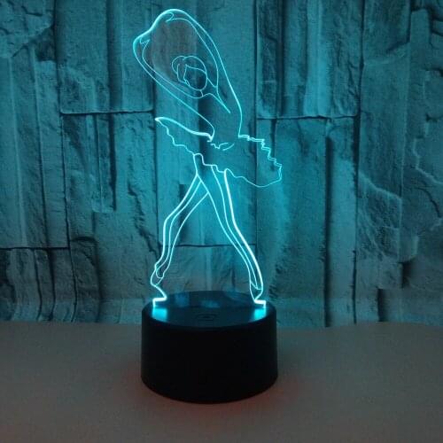 New Ballet 3d Stereo Table Lamps For Foreign Trade 7 color Touch controlled 3d Night Lamp 3d Visual Stereo Desk Lamp