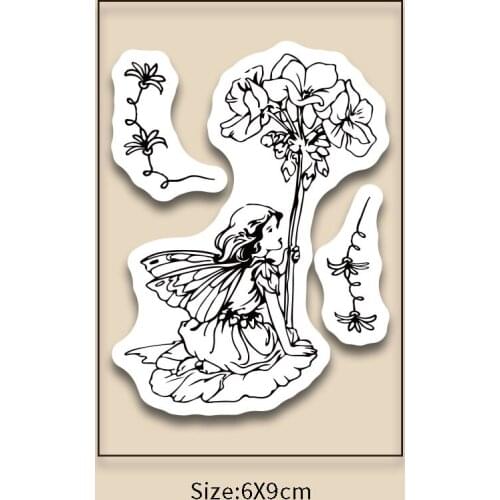 9*6CM Naughty Flowers Fairy Transparent Clear Stamps / Silicone Seals Roller Stamp For DIY Scrapbooking Photo Album/Card Making