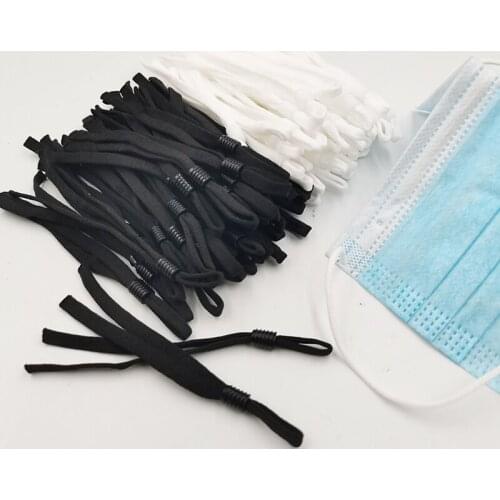50pcs/Bag Adjustable Mask Rope Sewing Elastic Band Cord with Buckle White Black Rope DIY Making Accessories Supplies