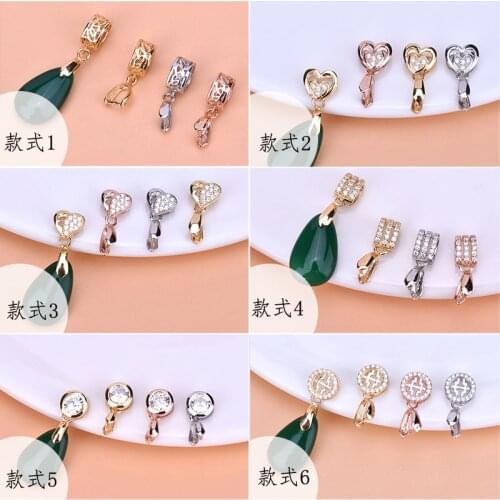 S925 sterling silver clip buckle various styles set zircon pendant buckle jade crystal pin buckle jewelry diy accessories