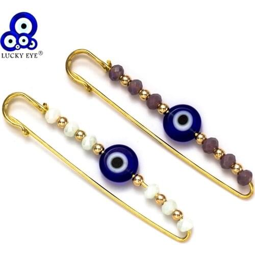 Lucky Eye Beads Evil Eye Charms Brooch & Pin Simple Crystal Brooch For Women Men Jewelry Crystal Buckle Clips EY5355