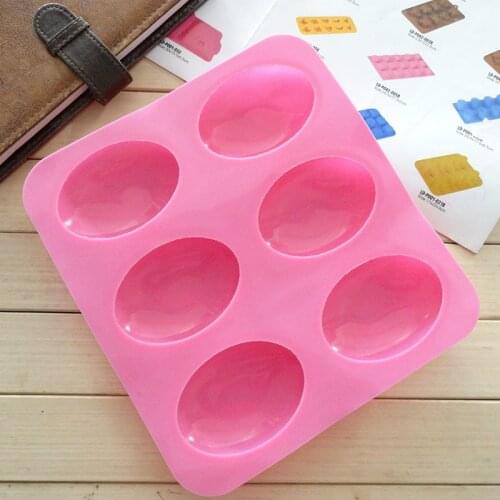 6 Slots 3D Oval Shape Silicone Soap Mould Handmade Jelly Maker Cake Mold Tool SDF-SHIP