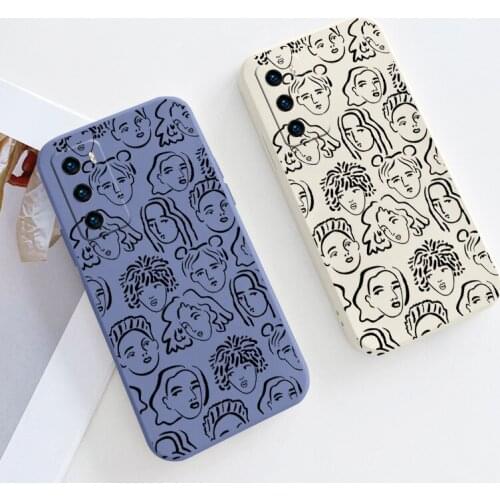 Line Avatar Silicone Case For Huawei P40 P30 P20 Pro Lite Mate 40 30 20 Pro Lite P Smart 2021 Y7A Shockproof Soft Phone Cover