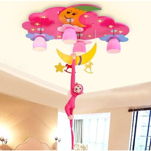 LED Ceiling Light Kids Room Boys Girls Bedroom Cartoon Eye Star Moon Dolphin Lighting ET7