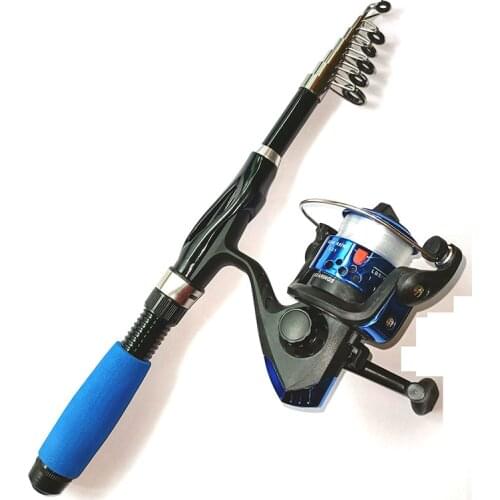Telescopic Fishing Rod and Mini Spinning Reel Fishing Rod Kits Saltwater Freshwater Travel Fishing Tackle Set