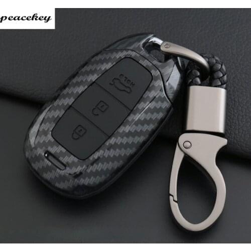 Carbon Fiber ABS Silicone Car Key Case holder For Hyundai KONA Encino Ix35 Grandeur Ig Accent Santa Fe Palisade 2018 2019 cover