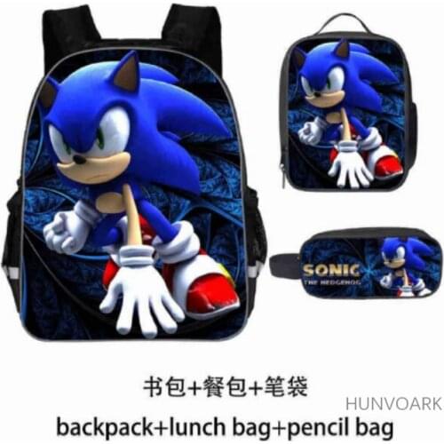 High Quality SONIC RACING Shadow Rucksack Students School Bags Surprise Gift School Backpack (3pcs / Backpack+pencil Case)