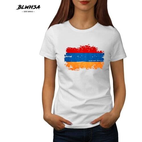 BLWHSA Armenia Flag Printed T shirt Women Casual Short Sleeve Printing Brand T-shirts Fashion Armenia National Flag Girl Tee
