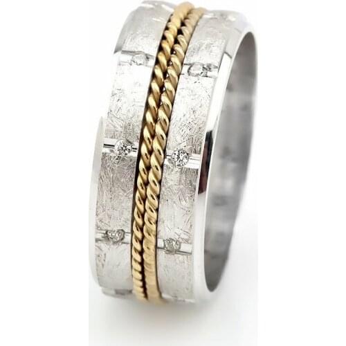 Tesbihane Double Row Mesh Design Zircon Stone 925 Sterling Silver Women Wedding Rings