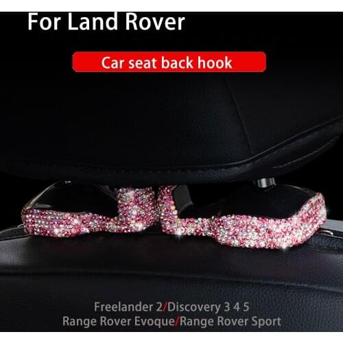 2Pcs For Land Rover Headrest Rear Seat Hook Seat Hook Car Handbag Shopping Bag Bracket Inlaid diamond Seat hook Car Accessories