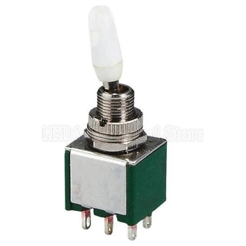 2Pcs KNX2X2 6mm Green 6 Pin 2 position DPDT ON-ON Mini 6A125VAC Miniature Toggle Switch