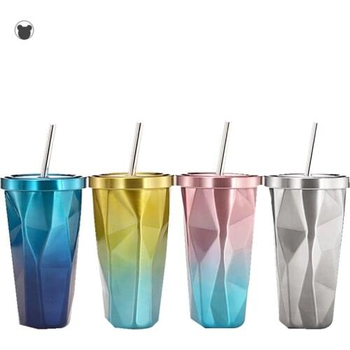 304 stainless steel coffee mug ice cup with straw shaker coffee cup cool water bottle stainless steel travel mug Private custom