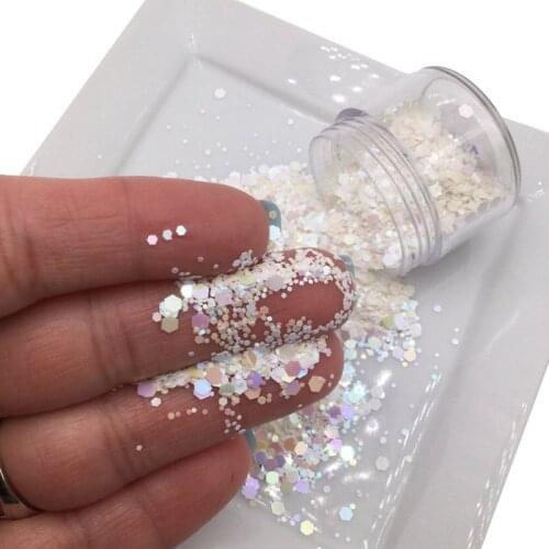 50g/bag Chunky Glitter, 3-0.2mm Color Shift Chunky Glitter Mix, Multi-colour Chunky Nail art Glitter, Color Shift White Chunky