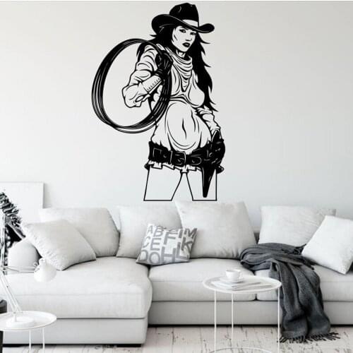 American West Cowgirl Wall Stickers Beautiful Sexy Girls Cowboy Club Spanish Bullfighting Girls Room Decoration Gift Vinyl Decal