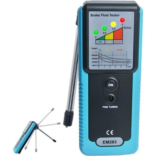 Auto Brake Fluid Tester Digital Car Brake Oil Diagnostic Tool Analyzer w/ 180deg Foldable Testing Rod Led Indicator Buzzer Alarm