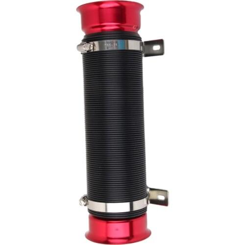 Car Universal 3" Multi Flexible Cold Air Intake Pipe Inlet Hose Tube Red