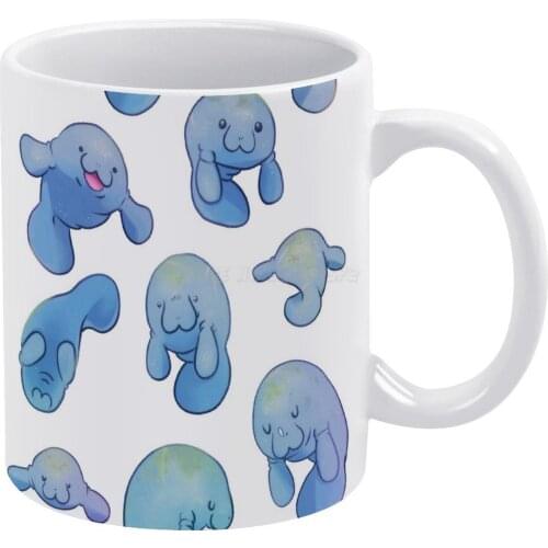 Manatees White Mug To Friends and Family Creative Gift 11 Oz Mug Coffee Ceramic Mug Manatee Manatees Dewgong Cute Underwater