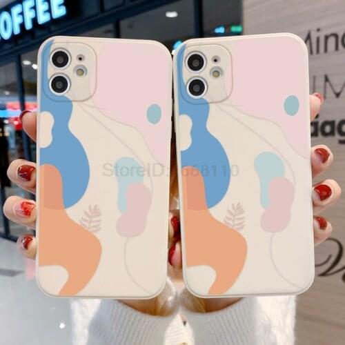 For iPhone 12 Case Art Color Abstract Geometry Cases For Iphone 11 Pro Max SE 2020 X XR XS 7 8 Plus 6 6S 12 mini Liquid Bumpe
