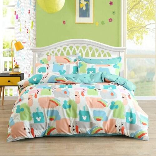 Disney Cartoon Mickey Series quilt Boy girl Four-piece set of washed cotton skin-friendly bed Childrens room decoration set